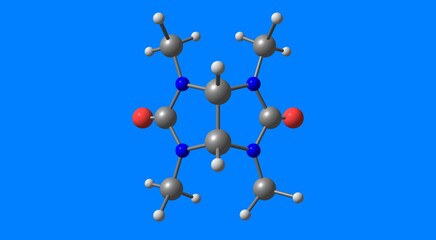 Mebicar molecular structure isolated on blue