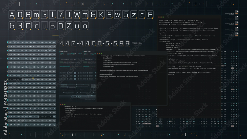 Aufkleber Cyber Crime concept : A programmer hacker trying to breached crypto currency address security by using algorithm source code to exploit weakness in password security
