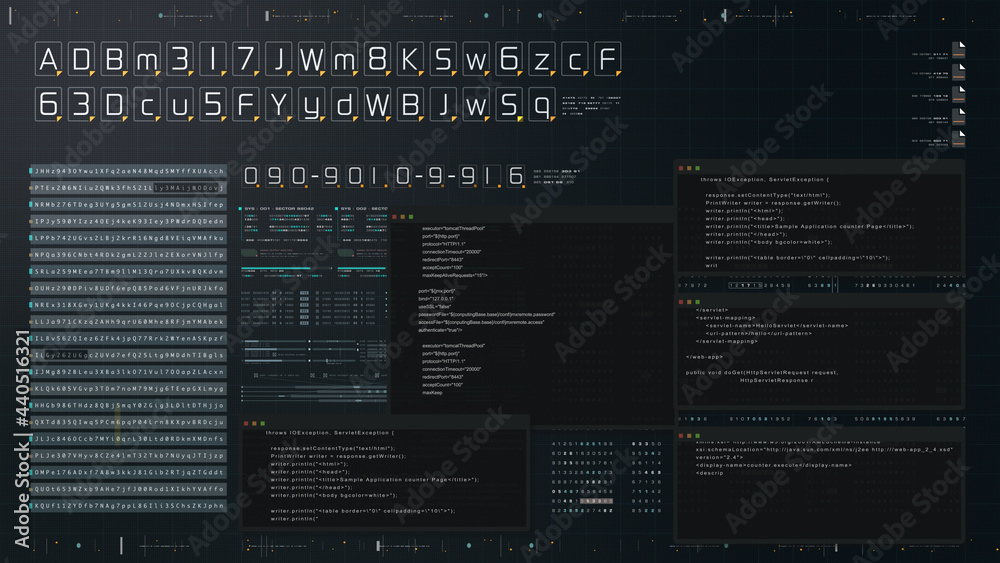 Aufkleber Cyber Crime concept : A programmer hacker trying to breached crypto currency address security by using algorithm source code to exploit weakness in password security