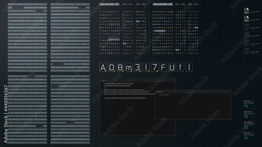 Aufkleber Cyber Crime concept : A programmer hacker trying to breached crypto currency address security by using algorithm source code to exploit weakness in password security