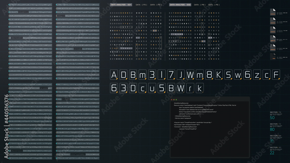 Aufkleber Cyber Crime concept : A programmer hacker trying to breached crypto currency address security by using algorithm source code to exploit weakness in password security
