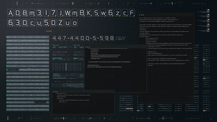 Cyber Crime concept : A programmer hacker trying to breached crypto currency address security by using algorithm source code to exploit weakness in password security