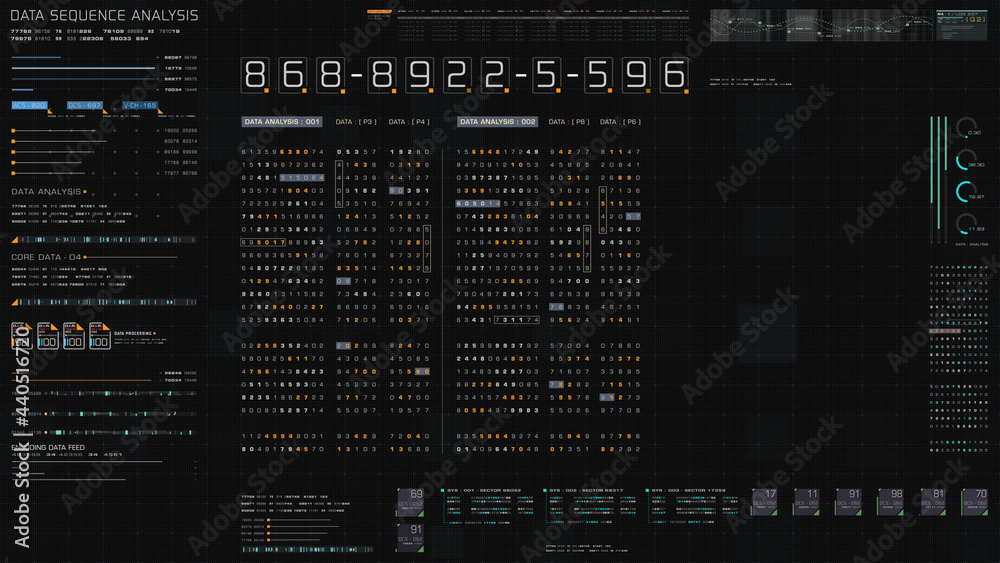 Poster Futuristic digital city map layout with satellite GPS coordinate searching and target tracking, interface head up display screen with data telemetry information for background display