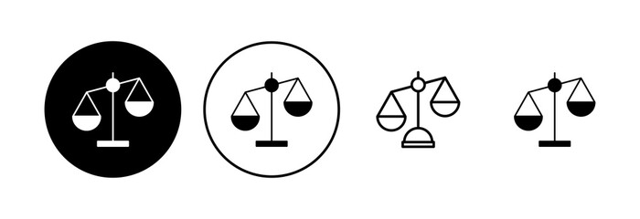 Scales icon set. Law scale icon. Scales vector icon. Justice