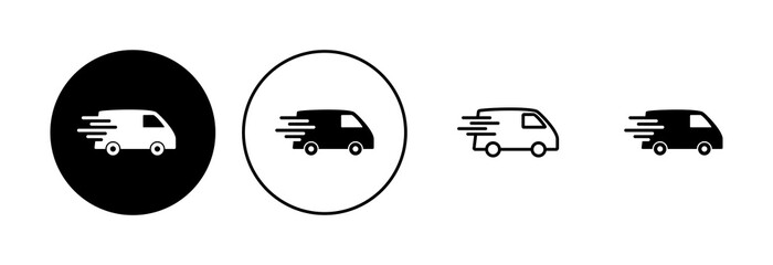 Fast shipping delivery truck icon set. Delivery truck icon. fast delivery icon