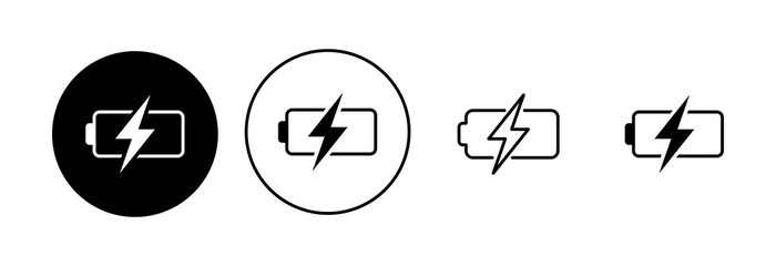 Battery icon set. battery charge level. battery Charging icon
