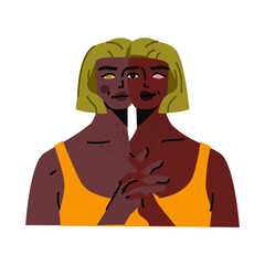 Person with conflicting inner voices of subpersonalities. Psychological concept of split personality, bipolar disorder, and divided self. 