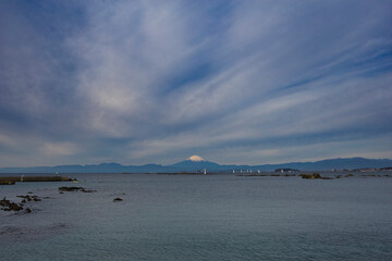 富士山　逗子海岸　日本