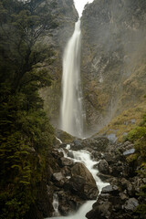 Fototapeta na wymiar The Devil's Punchbowl waterfall in Arthur's Pass National Park