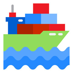 Cargo ship flat style icon