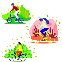 Theme: Activities by cycling. Vector design illustrations 19