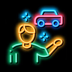 machine seller neon light sign vector. Glowing bright icon machine seller sign. transparent symbol illustration