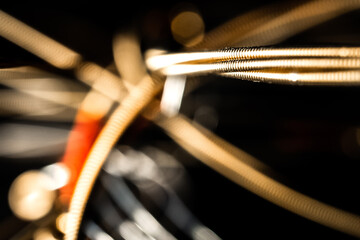 Abstract Macro Closeup of Texture Bunch of Bronze Acoustic Guitar Strings