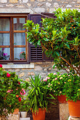 Fototapeta na wymiar Courtyard of a typical Mediterranean house, Ulcinj, Montenegro