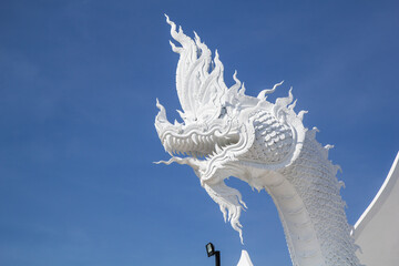 A statue of a Thailand white serpent