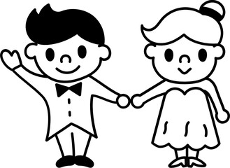 groom and bride doodle icon