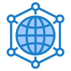 Global network blue style icon