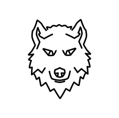 wolf face logo, hand drawn vector 