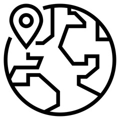 World lacation outline style icon