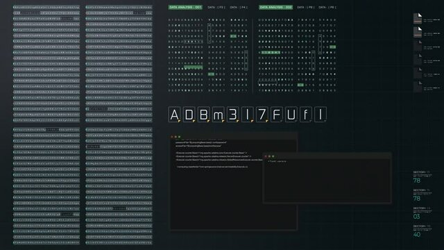 Cyber Crime concept : A programmer hacker trying to breached crypto currency address security by using algorithm source code to exploit weakness in password security
