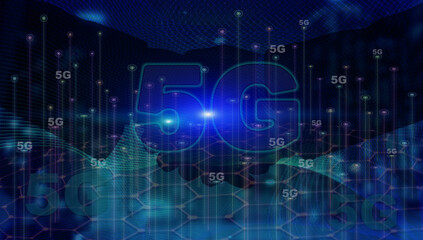 Fototapeta na wymiar Internet technology network concept, Business virtual hologram through the computer screen, Mobile Application . 