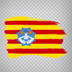 Flag of  Menorca brush strokes. Flag Menorca  of the Balearic Islands on transparent background for your web site design,  app, UI. Kingdom of Spain. Stock vector.  EPS10.