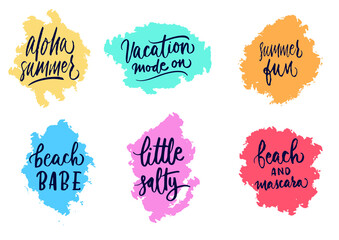 summer lettering design set hand drawn