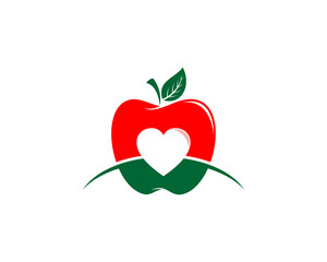Apple fruit with love shape in the middle