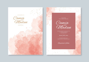 Beautiful wedding invitation template with watercolor stain