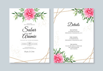 Wedding invitation template with watercolor floral