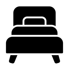 single bed glyph icon