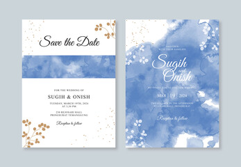 Hand painted watercolor stain for wedding invitation template