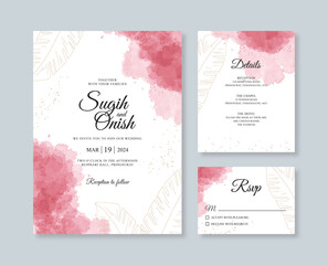 Minimalist wedding card invitation set template