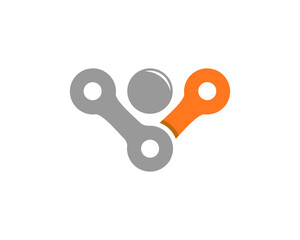 Combination motorcycle chain forming human shape logo