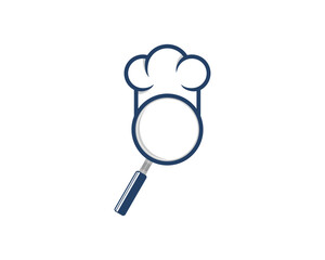 Magnifying glasses with chef hat logo