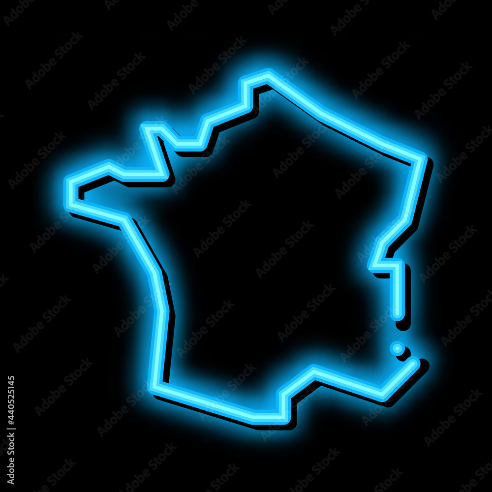 Wall mural france on map neon light sign vector. glowing bright icon france on map sign. transparent symbol ill