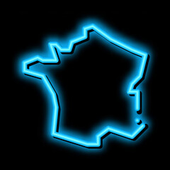 france on map neon light sign vector. Glowing bright icon france on map sign. transparent symbol illustration