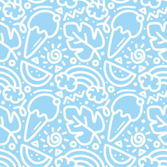 doodle set spring day hand drawing