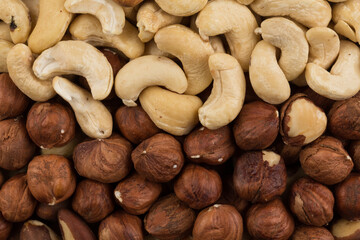 mixed nuts background above closeup