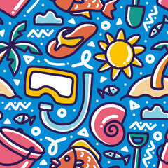 doodle set of sea holiday hand drawing
