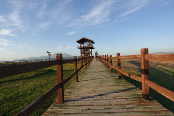 Boardwalk and Bird Observatory in the National Park