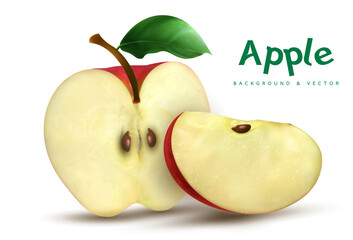 Set of Different Red Apples Isolated on Transparent Background. Vector