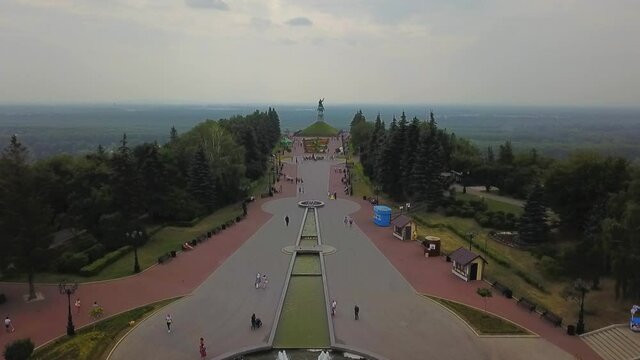 Ufa, Salavat Yulaev Square. Aerovideo 4k