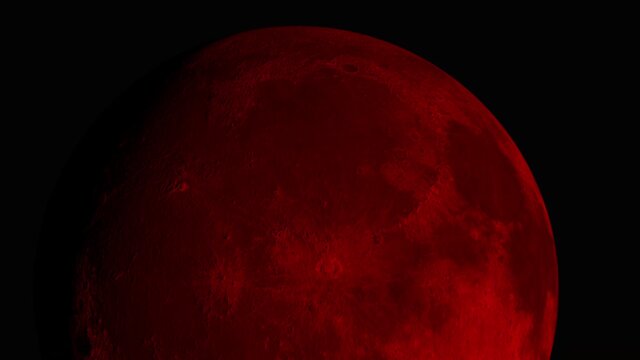 Red moon in the night sky