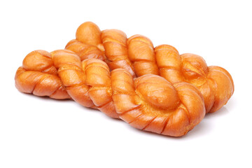 Chinese fried dough twist on white background