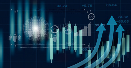 Business digital finance marketing chart, Future technology innovation background, Digital transformation stock marketing concept.