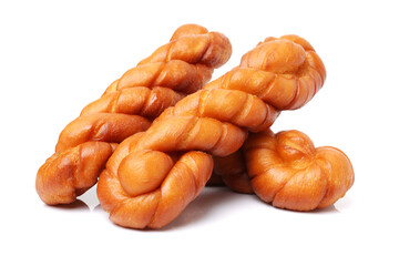Chinese fried dough twist on white background