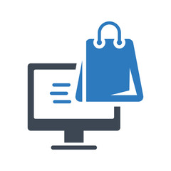Online shopping bag icon