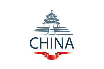 Vector illustration of an architectural landmark in China