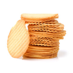 Potato Chips pyramid isolated on white background